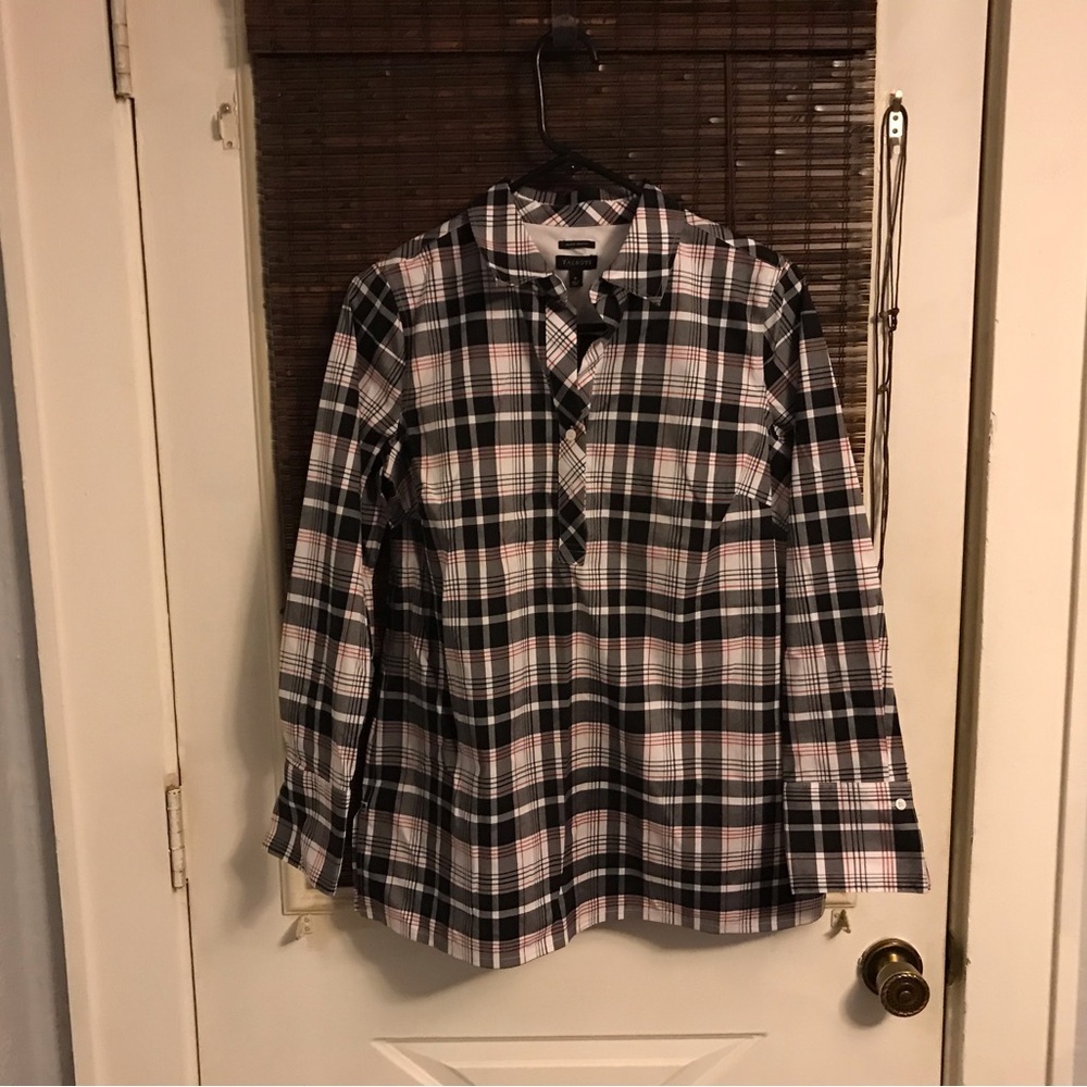 Talbots Tops | Talbots Black And White Checkered Shirt